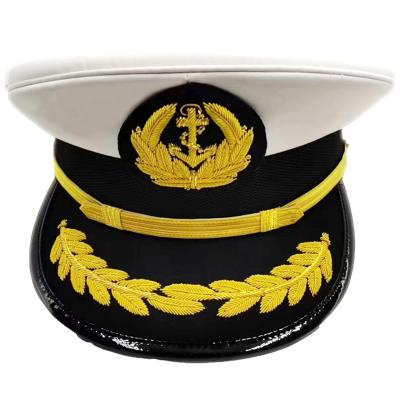 Captain, seafarer, wire embroidered large-brimmed hat, first officer, second officer, chief cap, uniform, professional cap