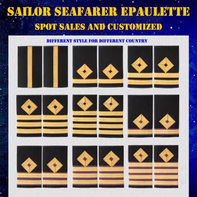 Merchant Marine Navy Epaulette 1-4 bar gold epaulete Bullion Braid Captain Chief officer shoulder Shipping epaulettes