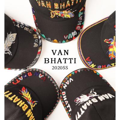 Vanbati College Wind Heavy Craft Metal Wire Handmade Embroidered Beaded Baseball Cap