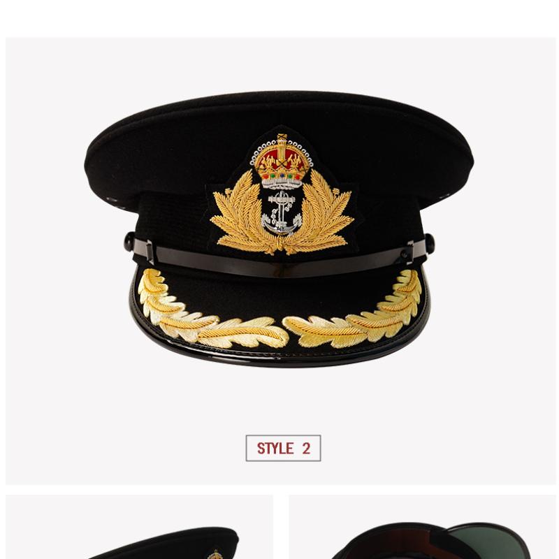 British big-brimmed hats, handmade tinsel gold embroidered hats, film and television props military fan collections