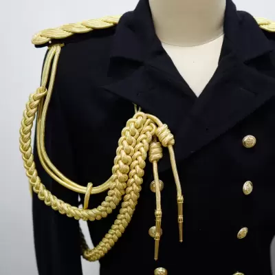 Golden Silver Bullion Aiguillette Uniform Shoulder Epaulette For Military Army Ceremony Wedding Dress Groom Costume Performance Uniform