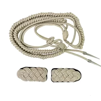 Uniform Silver Bullion Aiguillette for Military Army Costume Cosplay Performance Accessory